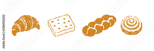 Foto Bakery bread vector set