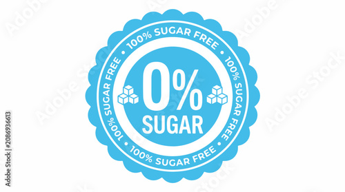 Blue circular vector graphic badge design featuring bold white text for a sugar free label