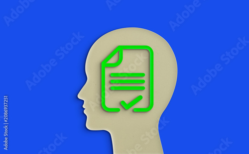 Knowledge Validation Human Decision Verification Concept 3D Icon on Blue Background.