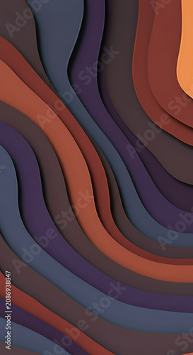 Ethereal smoke swirls blending into gradient background & wavy layered paper-cut 3D effect with soft shadows vibrant abstract art collection

