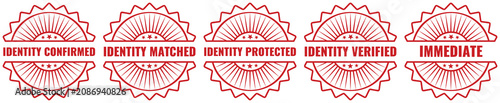Foto Selection of red security seals featuring identity verification concepts and imm