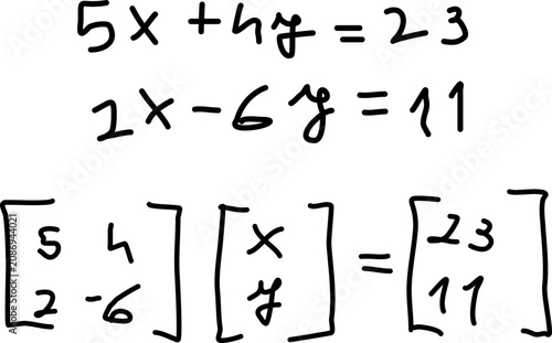 Equation system with matrix