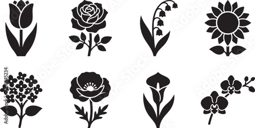 Foto Elegant garden favorites including tulip lily and orchid silhouette