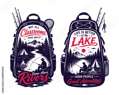 Camping Fishing Lake Adventure T Shirt Design Outdoor Nature Typography Vector