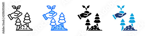 Schilderij op canvas Reforestation Icon Set Multi Style Vector Illustration