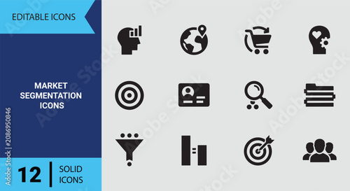 Canvastavla Market Segmentation Solid Icon Set For Consumer Demographics Target Audience Cla