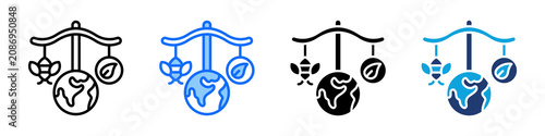 Quadro su tela Ecological Balance Icon Set Multi Style Vector Illustration