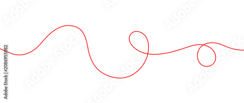 Fotografie Abstract red wavy line ribbon squiggle vector illustration