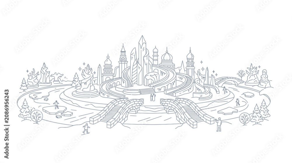 Naklejka premium Fantasy Castle Coloring Page