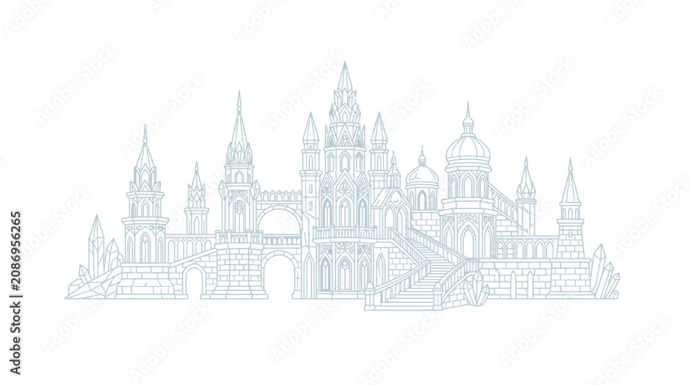 Obraz premium Fantasy Castle Line Drawing