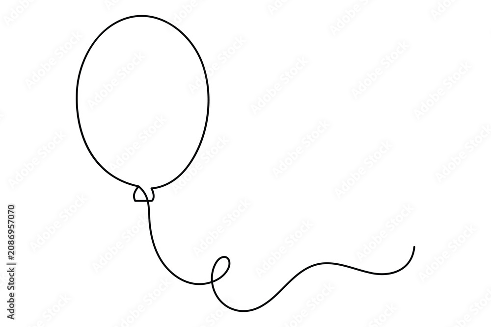 Obraz premium Balloon vector illustration in continuous line art style for celebration design