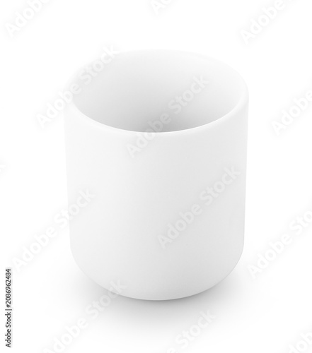 empty ceramic cup isolated on white background.