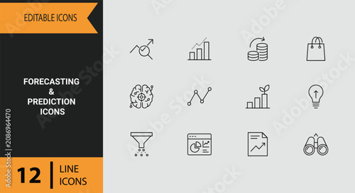 Foto Forecasting and Prediction Icons Outline Graphics Illustrating Future Trends Mar