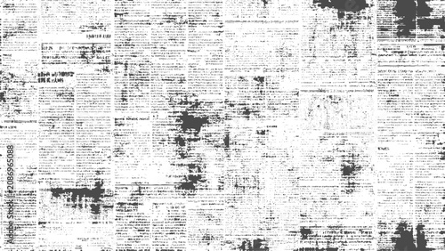 Cuadro en lienzo grungy distressed newspaper collage texture with worn printed text and abstract