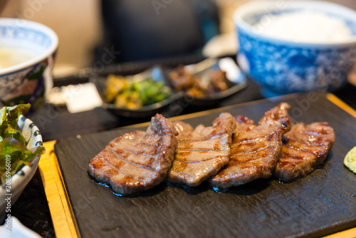 Japanese grilled beef tongue serving style