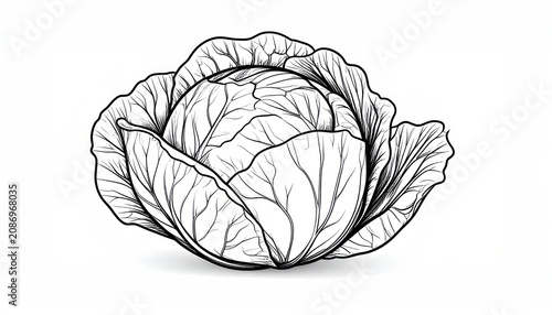Hand drawn cabbage vegetable sketch isolated on white background.