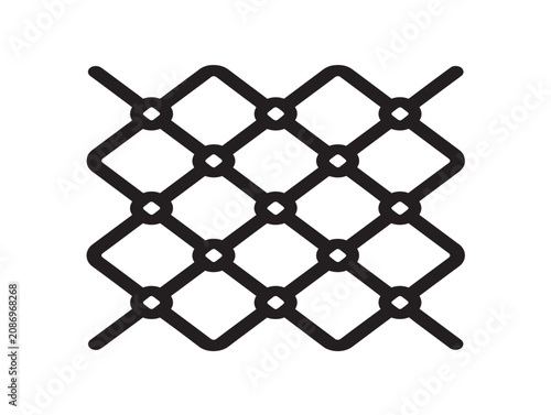 Minimalist Fish Net Pattern Icon Featuring Geometric Mesh Lines in Black