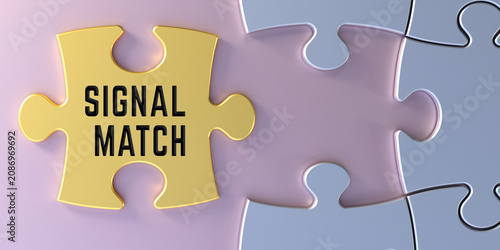 Signal Match Gold Puzzle Piece Connection Business Strategy Concept.