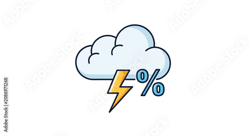 Weather forecast icon with lightning.