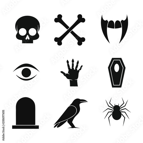 Premium horror themed Halloween icon pack isolated spooky vector illustration

