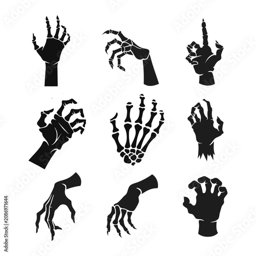 Premium Halloween zombie hand collection spooky horror vector illustration

