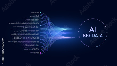 Foto Futuristic AI big data processing concept
