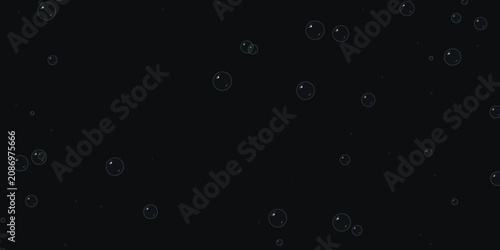 Bild auf Leinwand Bubbles floating in dark space background Vector, illustration