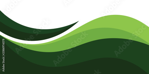 Abstract green wavy background. Eco friendly dynamic flowing curves vector illustration for banner,