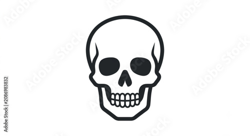 Minimalist black and white human skull icon logo vector isolated on white background