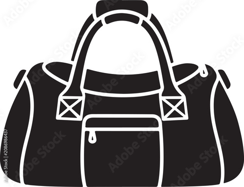 Black duffel bag silhouette on a white background silhouette high quality professional detailed