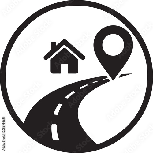 Road to home location icon black silhouette high quality professional detailed modern elegant