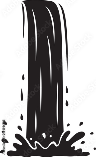 Waterfall graphic black silhouette on a white background silhouette high quality professional detailed