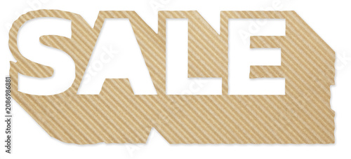 SALE Text Cutout from Corrugated Cardboard Sign Isolated on Transparent Background