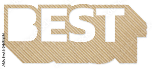 BEST Text Cutout from Corrugated Cardboard Sign Isolated on Transparent Background