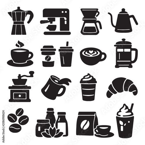 coffee icons set
