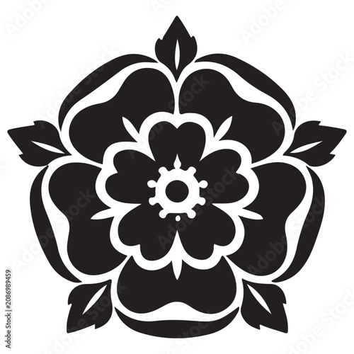 Tudor Rose Vector Silhouette Illustration Concept Design Set Collection