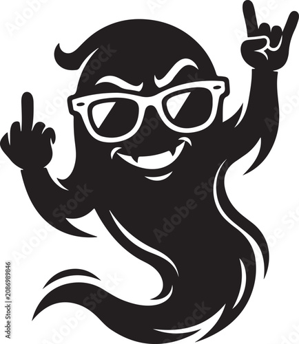 ghost silhouette with sunglasses and hands up high quality professional detailed modern elegant