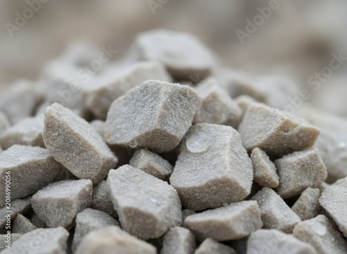 Close-up of Gray Gravel Stones Piled Together with Soft Focus Background