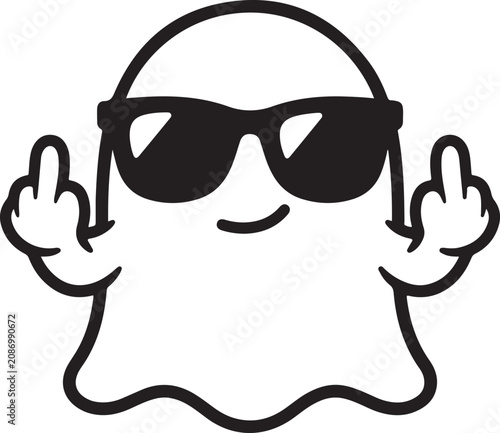 ghost wearing sunglasses and giving the finger silhouette high quality professional detailed modern