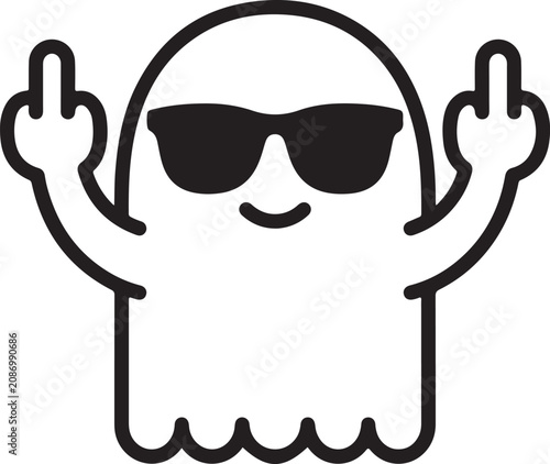 ghost with sunglasses and middle fingers up silhouette high quality professional detailed modern