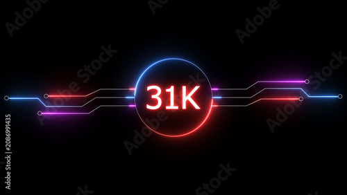 Cuadro en lienzo Neon social media followers or subscribers