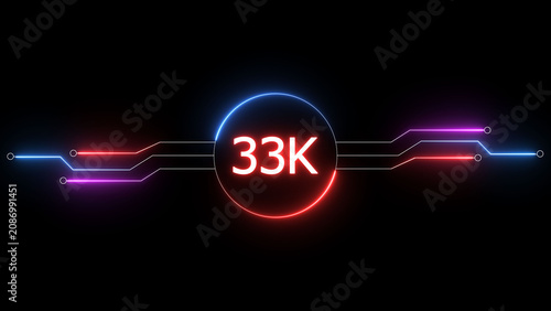 Foto Neon social media followers or subscribers