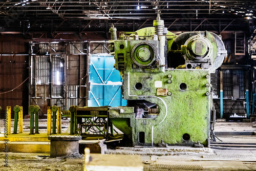 Принти на полотні old industrial equipment in abandoned workshop