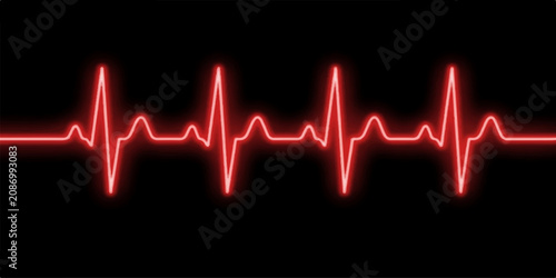 Red digital heartbeat line on black background with heartbeat healthcare waveform diagnostic clinical hospital