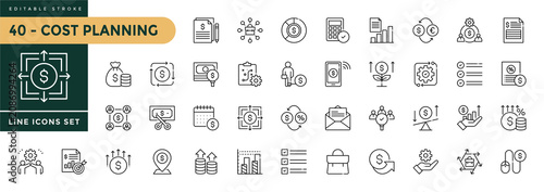 Photos A collection of Cost Planning icons set with editable stroke, including estimate, investment, funding, budget, expense