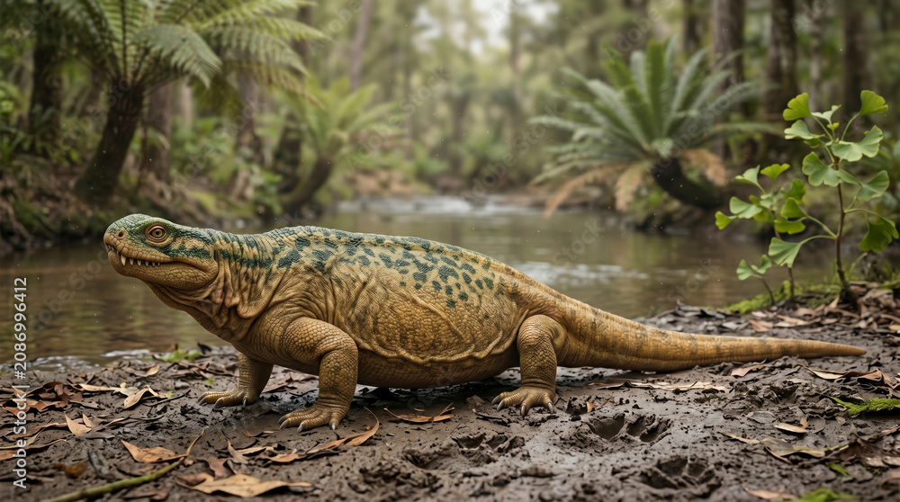 Fototapeta premium Casea (Casea broilii) was a bulky, herbivorous synapsid with a small head from the Early Permian period.