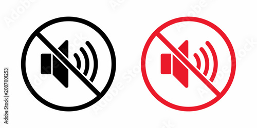 No sound icons with line through speaker and sound waves
