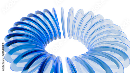 abstract 3d blue glass ring circular geometric elements isolated on transparent background png for futuristic tech design modern digital graphic backdrop element