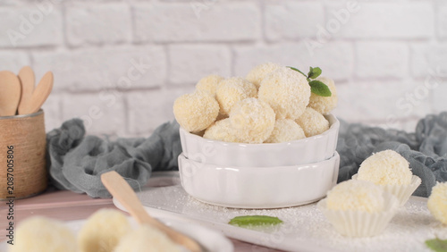 Homemade candies with coconut