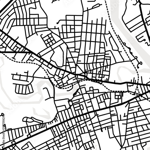 Symbol Map of the City Nashua (New Hampshire, USA) showing the city center with a simple road network of black lines